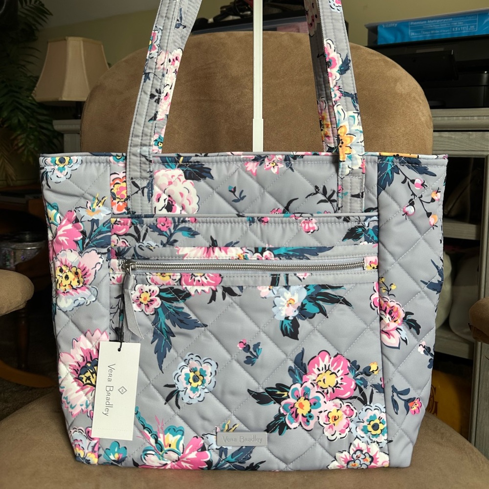 Vera Bradley Parisian Bouquet Small Vera Tote Bag, New with Tag - Picture 2 of 10